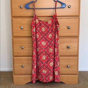 Red floral pattern backless dress